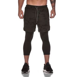 Pantaloni da uomo 6 colori da uomo Pantaloncini estivi Capris Double Lay Layer Formazione fitness Quick Dry Jogging Fashion Fashion Pantaloni casuali