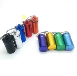 Newest Waterproof Tobacco Cans Headphone Tea Storage Box Pill Case With Keychain Rings Bottle Metal Aluminum Alloy 3 Styles Choose