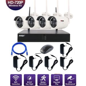 4CH Wireless Security Camera System WiFi Camera Kit NVR 1080P Night Vision IR-Cut CCTV Início Sistema de Vigilância Waterproof