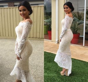 Sexy Mermaid Long Sleeves Cocktail Dresses 2019 Arabic Dubai Style Lace Formal Club Wear Homecoming Prom Party Gowns Plus Size Custom Made