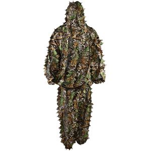 Conjunto de roupas de camuflagem com folhas de selva, conjunto de ghillie com folhas 3d para caça e observação de pássaros