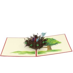 3D Bird's Nest Pop Up Cards Hälsningskort för Grattis Gift för Mamma Kids Special Day Födelsedag eller Månadsdag