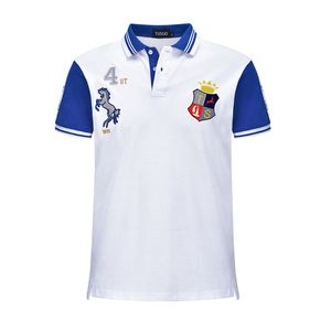 ABD boyutu İşlemeli midilli logosu Polo Gömlek Men Katı Yıkama Suyu Pamuk Şort Yaz Homme T-shirt Erkek Polos Gömlek çizgili