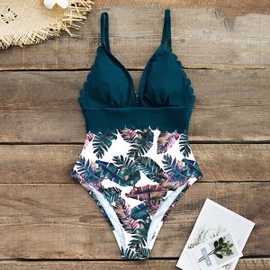 2020 Sexy One Piece Swimsuits Female Shoulder Floral Women Swimwear Push Up Bathing Suits Bodysuits Beach wear Ruffle Monokini