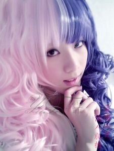 Japoński Anime Lolita Cosplay Two-Tone Curly Wig + Free Wigs Hairnet