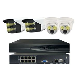Indoor e Outdoor MP POE Camera Kit Sistema de CFTV IP NVR com portas switch PoE Full Color Night Vision
