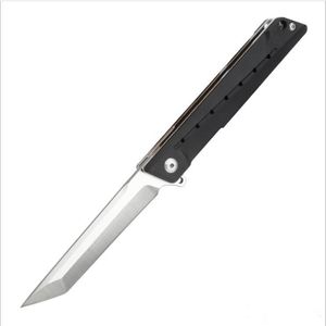 New Ball Bearing Flipper Foldng Knife 3.6" D2 Satin Tanto Blade Black G10 & Stainless Steel Sheet Handle EDC Knives