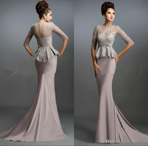 Modest Mother of the Bride Dresses Wedding Guest Dress Jewel Neck Half Sleeve Lace Satin Long Evening Gowns