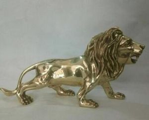 China Folk Refined Brass Ferocious Lion Statue figurine LION