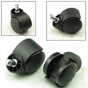 4pcs Black 2'' Stem Swivel Casters Office Sofa Chair Furniture Accessories Damping Universal Wheels Inserted Link Hardwar Caster
