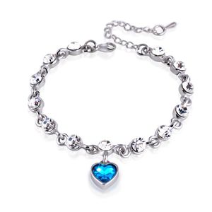 Genuine 925 Sterling Silver Heart Bracelets For Women Blue Sapphire Tanzanite Chain Bracelet Trendy Wedding Gift Fine Jewelry