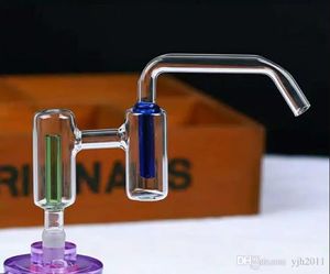 Doppelfilter-Glastür, Glas-Bbong-Wasserpfeife, Titan-Nagelschleifer, Glas-Bubbler für Rauchpfeifen-Mischfarben