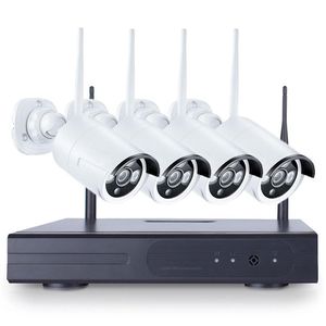 4PCS 4CH CCTV 무선 720P NVR DVR 1.0MP IR 옥외 P2P 와이파이 IP 보안 카메라 비디오 감시 - 미국