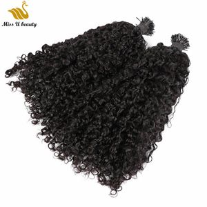 200g Curly Pre bonded Human Hair Invisible Extensions I tip 100/125/200strands a pack 12-30inch