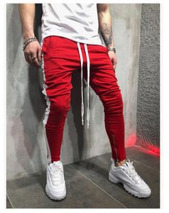 Papai Chen Casual Esportes Skinny Calças Homens 2019 Calças Jogging Homens Fitness Patchwork Cor Sólida Cor Star Stripe Sweatpants Calças