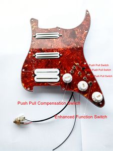 Rare Multifunction Red Tortoise Shell Guitar Pickups Pickguard SSH White Dual Track Pickup 20 tone switches Super Wiring Assembly