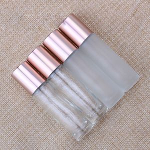Frosted And Clear Glass Roll On Bottles 10ml Thick Essential Oil Container with New Cap Metal Ball
