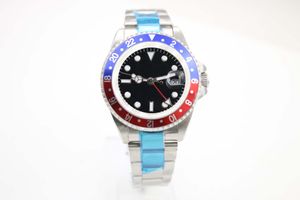 Men's Mechanical Watch 116710 Business Casual Modern Silver Stainless Steel Case Red Blue Bezel Dial 4-pin Calendar