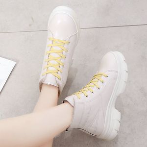 Hot Sale-2019 New Classics Primavera / Outono fêmeas tornozelo botas Salto Med quentes Além disso Cruz Amarrada Sapatinho Mulher acolhedor Diariamente Dress Shoes