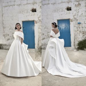 Luisasposa Modest Bohemian Ball Gown Wedding Dresses Off Shoulder Sleeveless Princess Gown Sweep Train Satin Sash Beads Bridal Gowns