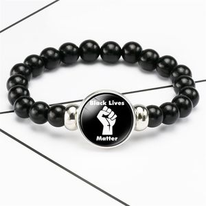 Commercio all'ingrosso Monogrammed Round I Can't Breath Black Lives Matter Bracciale allungato con perline di legno Bracciale personalizzato con perline a scatto