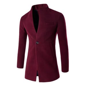 ZOGAA Inverno Uomo Slim Cappotto di lana 2019 Uomo d'affari monopetto Giacca a vento lunga Maschile Solido Slim Fit Cappotto di lana di cashmere