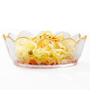 Красивая золотая рюмка с цветочной формой Стеклянная салат миска All Apple Heavy Clear Counter Gersing Glassware для смешивания чипсов с мороженым фруктов