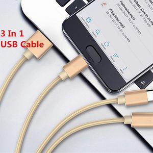 1.2 メートルナイロン編組 3 で 1 USB ケーブルマルチ 2.4A 急速充電充電器タイプ C タイプ C マイクロ USB ケーブル Android スマート携帯電話用