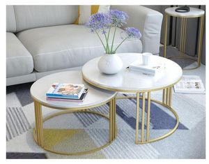 Mobiliário de chá de mármore Mobiliário de sala de estar redondo moderno moderno Mesas de máquina de chás criativos simples