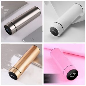 Clephan New Fashion Smart Mug Temperature Display Vacuum Stainless Steel Water Bottle Kettle Thermos with LCD Touch Screen Gift Cup DBC BH3715