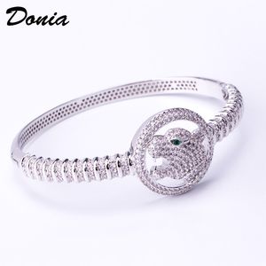 Donia Schmuck Luxus-Armreif, europäische und amerikanische Mode, übertriebenes Leoparden-Mikro-Intarsien-Farbzirkon-Armband, personalisiertes Designer-Geschenk