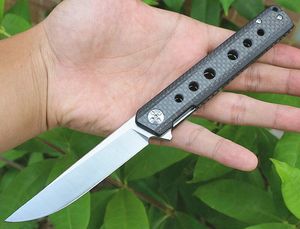 Yeni bilyalı rulman palet katlanır bıçak d2 saten damla noktası bıçağı siyah karbon fiber sap EDC cep bıçakları hediye bıçağı