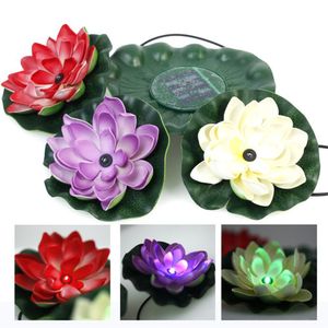 Praktische Gartenpool schwimmende Lotus Blumenlicht Nachtblume Lampe für Teichbrontain Dekoration Solarlampen