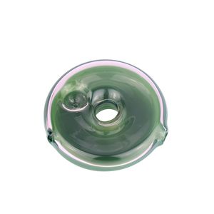 Cachimbo manual de vidro em formato de rosquinha de 2,9 polegadas em gradiente verde a rosa com tigela profunda
