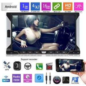 Bil 7 tum 2 DIN Radio Bluetooth HD 1024X600 MP5 Player Universal Car Stereo GPS-navigering Integrerad maskin för Android 8.1