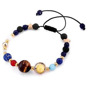 5 pcs Natural Pedra Beads Galaxy Planets Sistema Solar Pulseira Bangle Mulheres Acessórios De Jóias Presentes