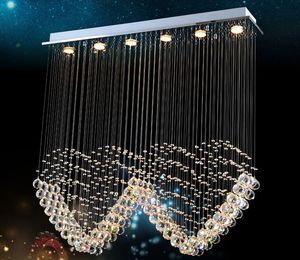 High-end LED crystal ceiling chandeliers modern heart shape rectangle led chandelier pendent lamps for dinning room villa hotel hall MYY