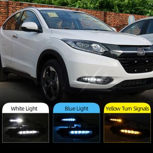 2Pcs DRL For Honda HRV HR-V 2015 2016 2017 2018 12V LED Car Daytime Running Light fog lamp with dynamic turn signal style relay