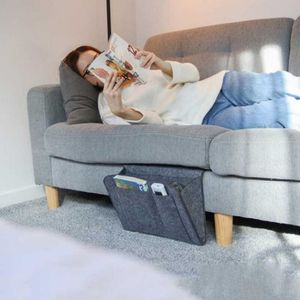 Filz Multifunktions-Nachttisch Sofa Hängehalter Aufbewahrung Organizer Box Magazin Smartphone Fernbedienung Aufbewahrungstasche Taschen LX7051