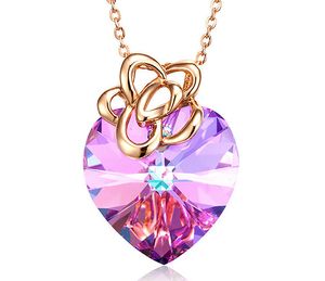 Wholesale swarovski amethyst for sale - Group buy Fashion European and American character amethyst heart necklace uses Swarovski crystal necklace