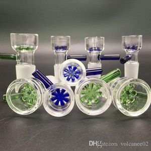 14mm and 18mm Male Glass Bowl Hookahs Slide With Blue Green Snowflake Filter Bowls For Water Bong Oil Rigs