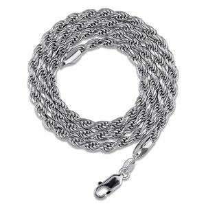 Top Quality 925 Sterling Silver Twist Chain Necklace 3mm 18 22 inch Choker Rope Necklace Chains Hip Hop Rapper Jewelry Gifts For Men & Women