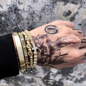 Männer Armband 4 teile/satz Krone Charms Schmuck Makramee Perlen Armbänder Flechten Mann Luxus für Geschenk Valentinstag Urlaub Weihnachten