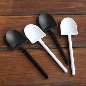 5000pcs Disposable Potted Pure Black White Ice Cream Scoop Shovel Small Potted Flower Pot Spoon Free Shipping LX6356