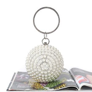 2021 Kvinnor Pearl White Handväska Koppling Bröllop Bridal Party Prom Purse Evening Bag Brudtillbehör Silver Wraps269D