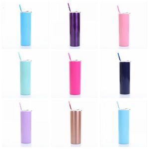 Thermos Cups Insulated Tumbler Stainless Steel Water Bottle Vacuum Beer Coffee Mug Lids Straws Drinkware Straight 20Oz Double Layer CYP6222
