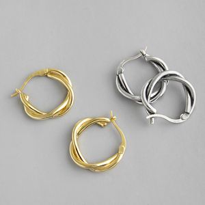 100% Real 925 Sterling Silver Round Twisted Hoop Kolczyki dla kobiet Vintage Oświadczenie Charm Earring Party Jewelry YME463