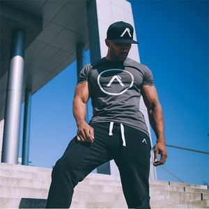 Gym T-shirt Männer kurzarm Baumwolle T-shirts Casual Druck Dünnes t-shirt Männliche Fitness Bodybuilding Workout T Tops Sommer Kleidung