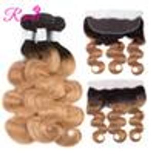 Wholesale rcmei for sale - Group buy Rcmei Brazilian Virgin Ombre Body Wave Human Hair Bundles with Lace Frontal Free Part Tone Color T1B J Burgundy