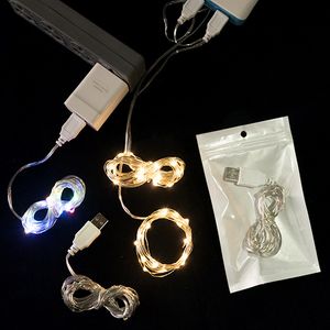 LED -strängar 2m 5m 10m USB -laddare LED Copper Wire String Light Holiday Light Outdoor Fairy LED Strip Christmas Home Decor